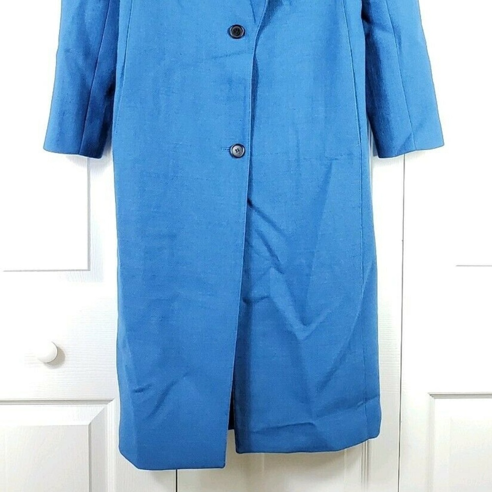 SMYTHE blue peaked lapel column long wool coat - Picture 5 of 8